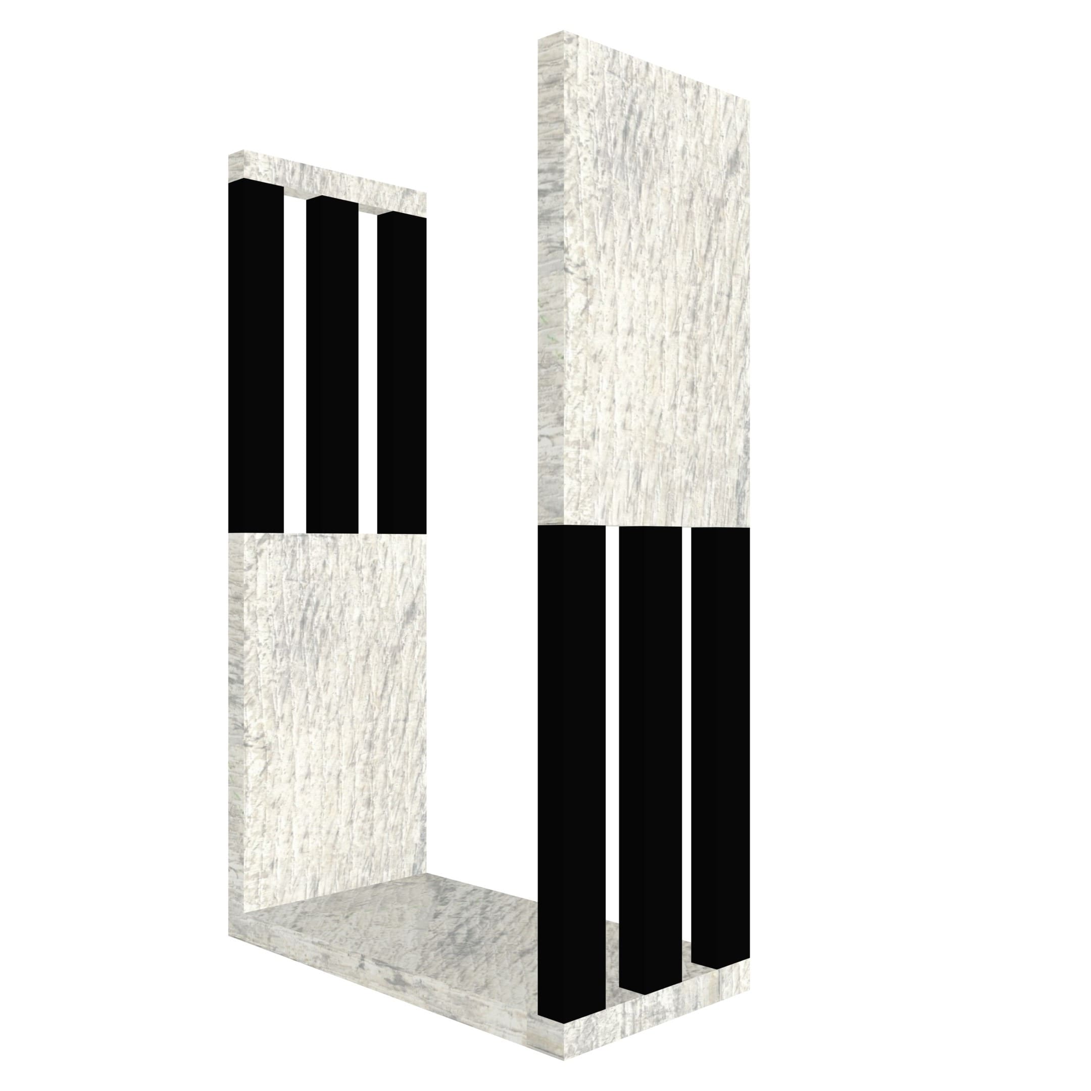 mensola in legno a forma di lettera U colore legno chiaro e nero