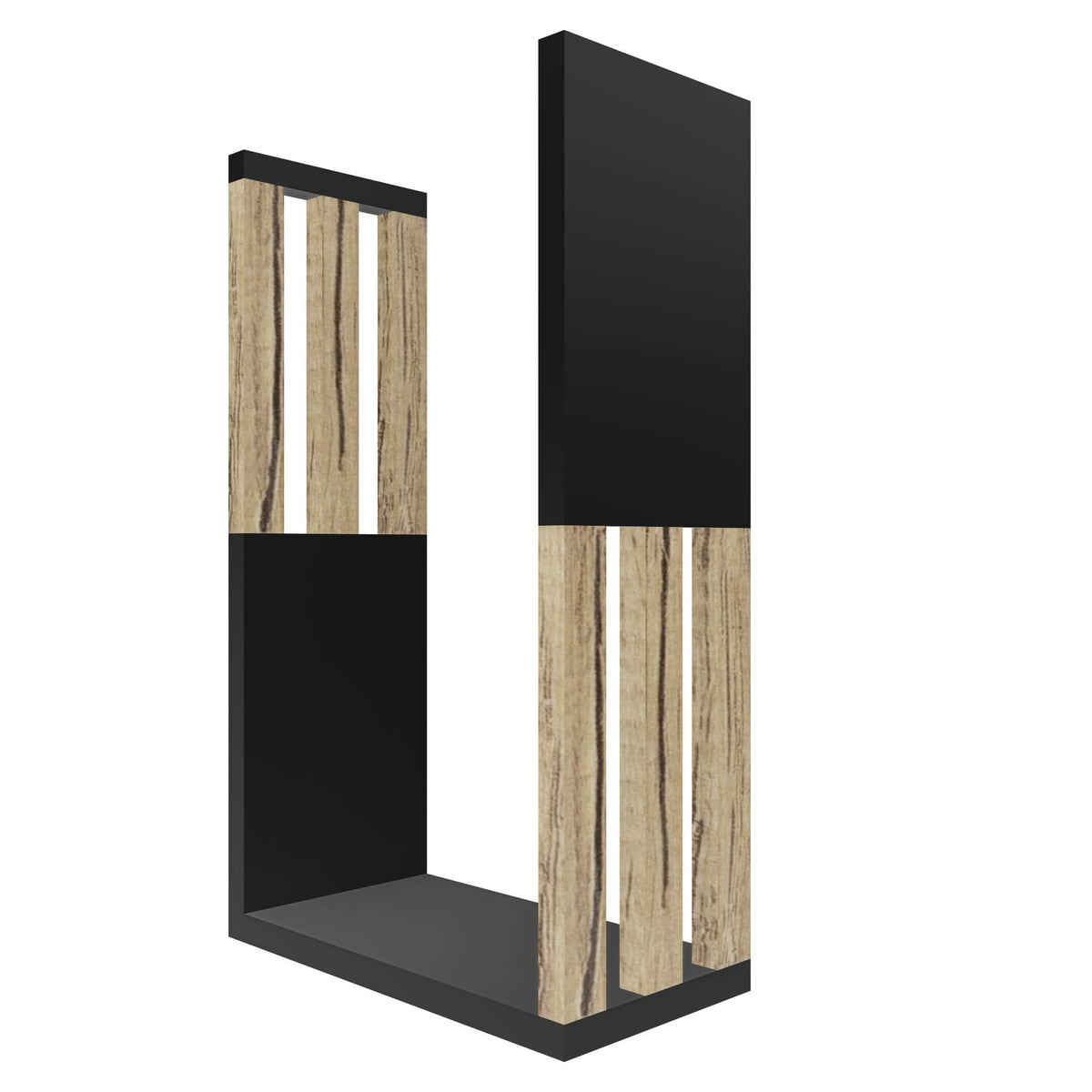 mensola in legno a forma di lettera U colore nero e rovere