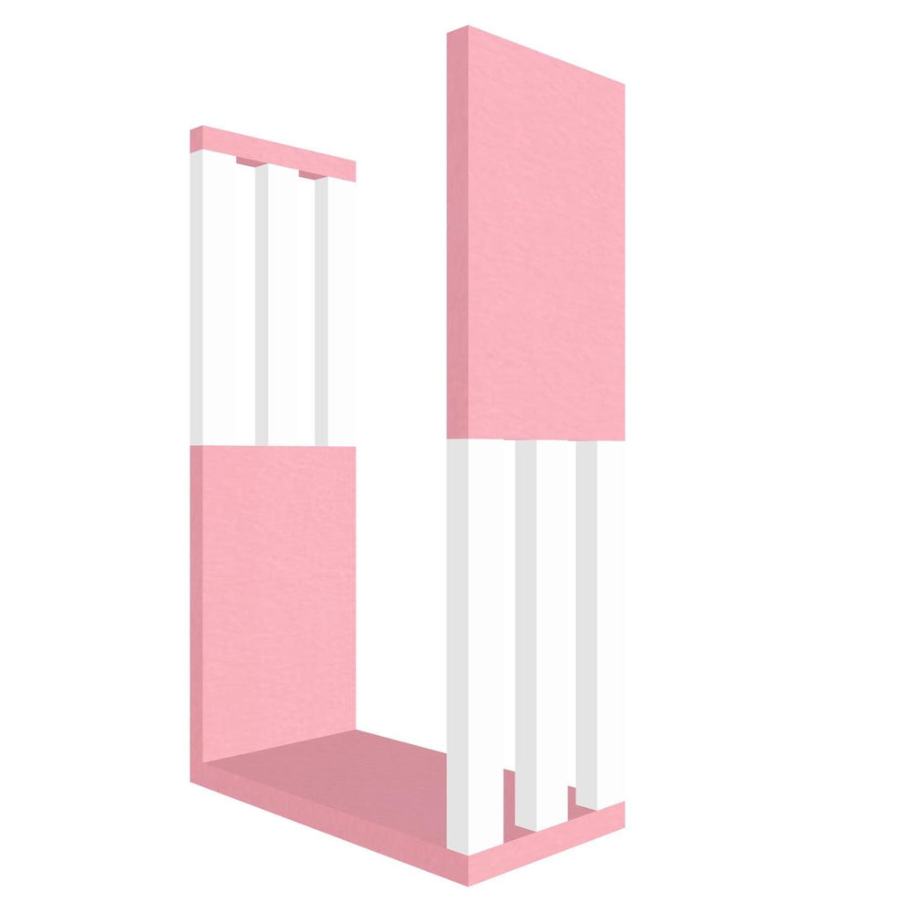 mensola in legno a forma di lettera U colore rosa e bianco