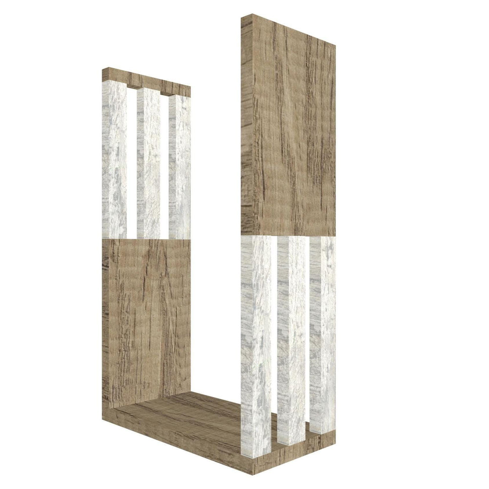 mensola in legno a forma di lettera U colore rovere e legno chiaro