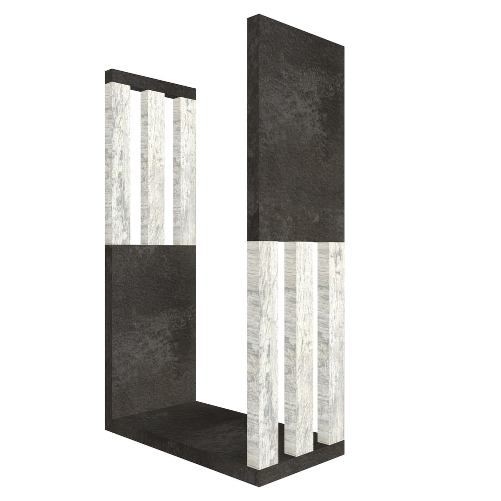 mensola in legno a forma di lettera U colore vulcano e legno chiaro