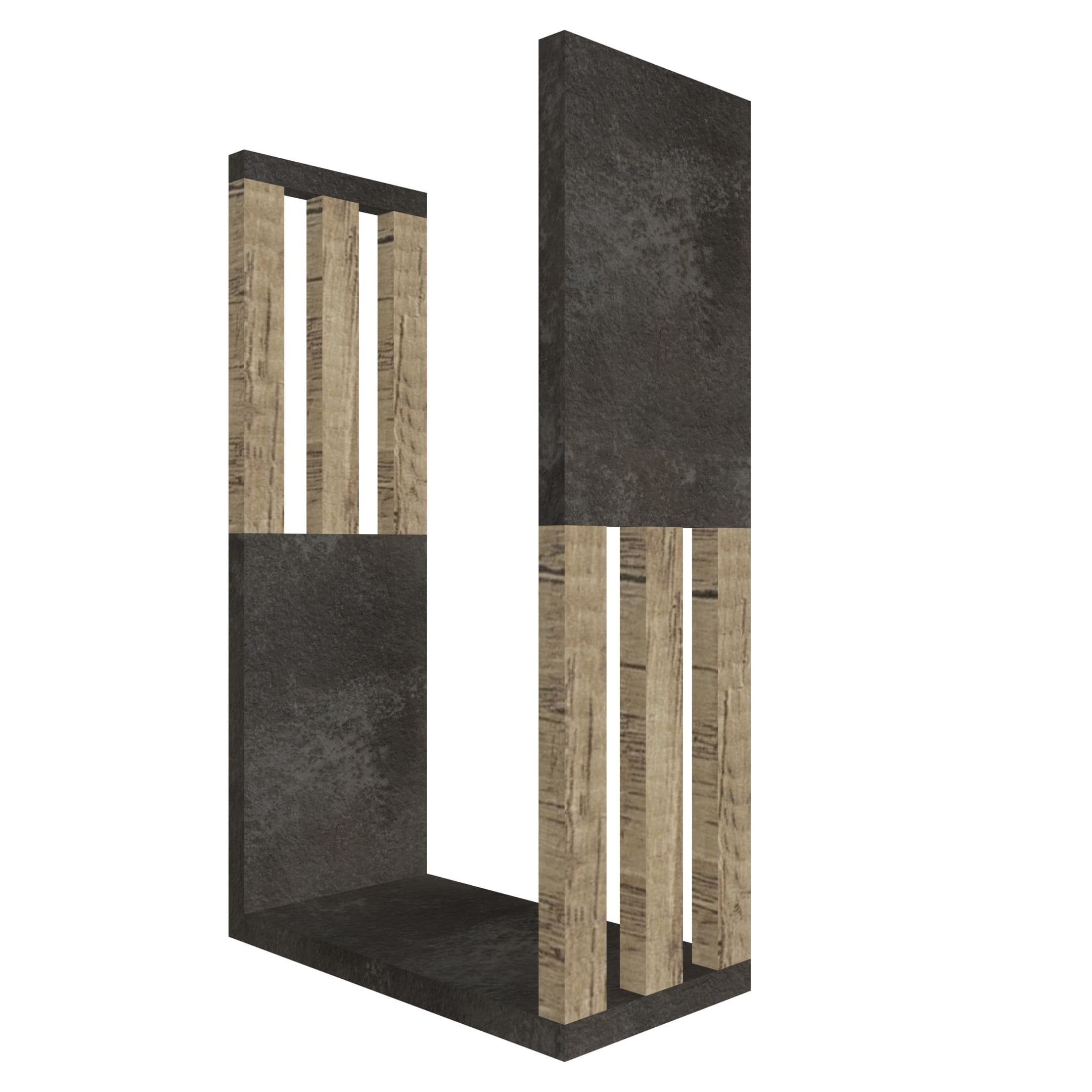 mensola in legno a forma di lettera U colore vulcano e rovere