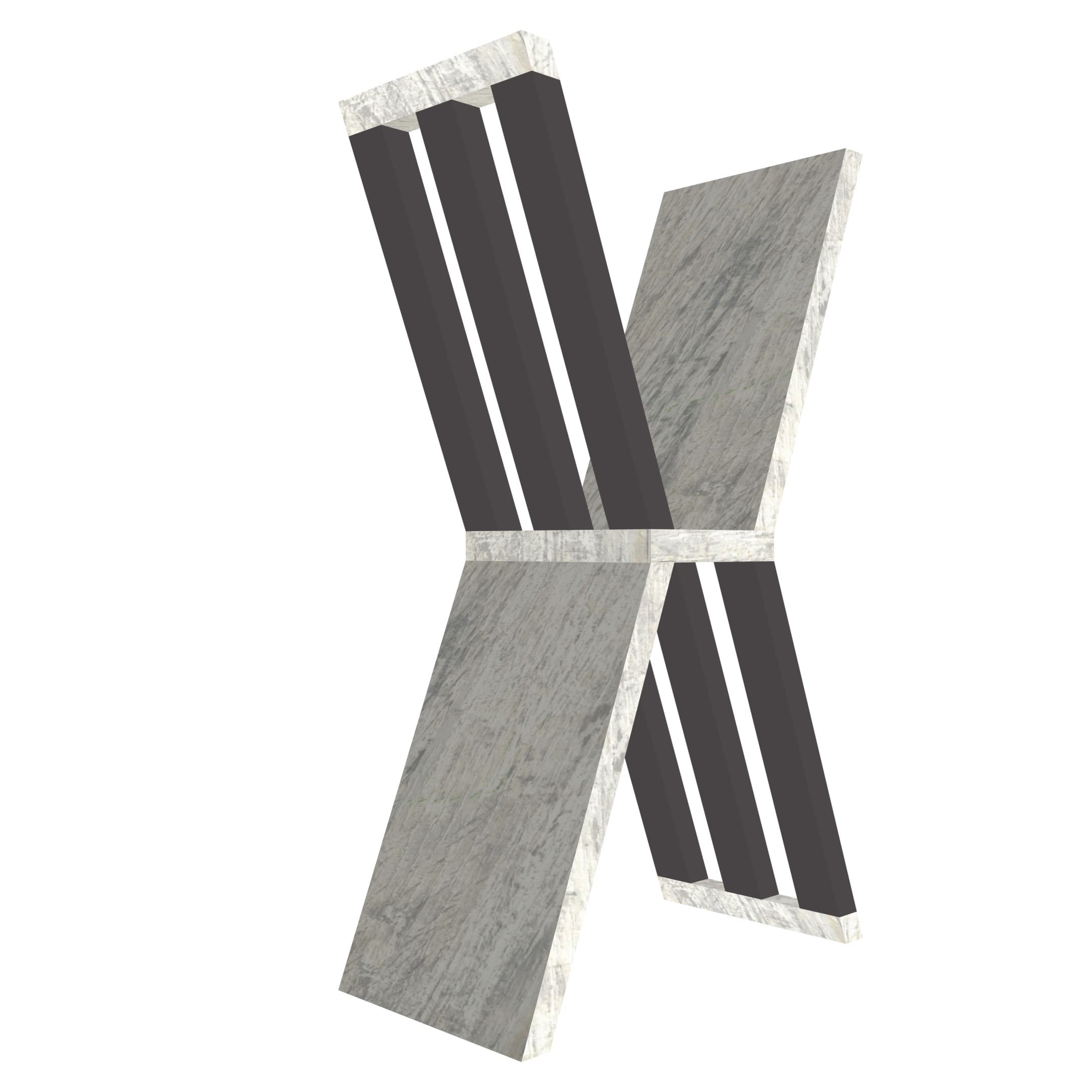 mensola a forma di lettera X colore legno chiaro e grafite