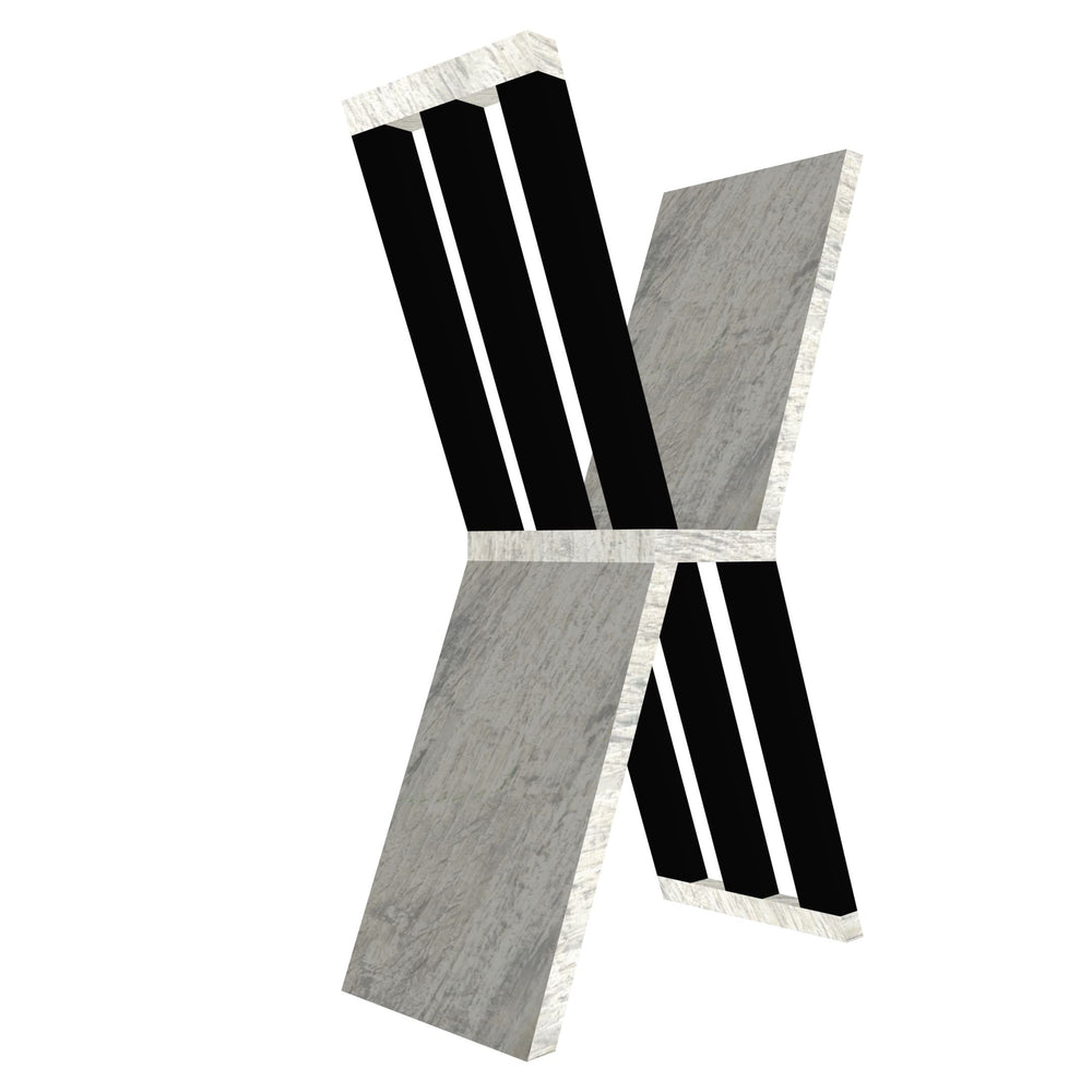 mensola a forma di lettera X colore legno chiaro e nero