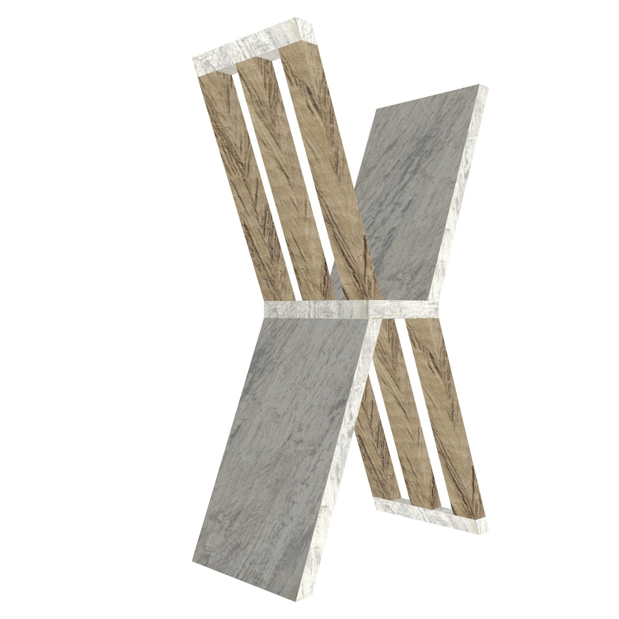 mensola a forma di lettera X colore legno chiaro e rovere