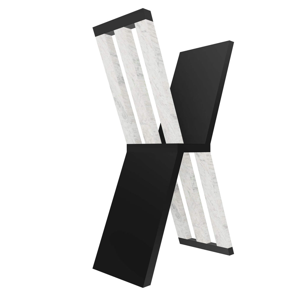 mensola a forma di lettera X colore nero e legno chiaro