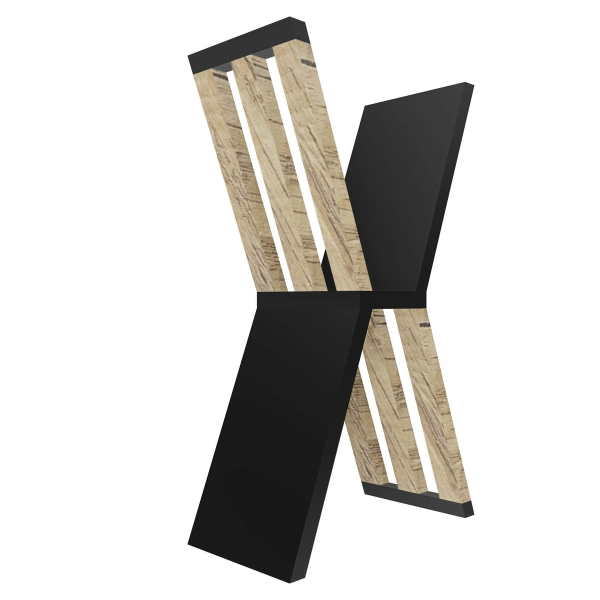 mensola a forma di lettera X colore nero e rovere