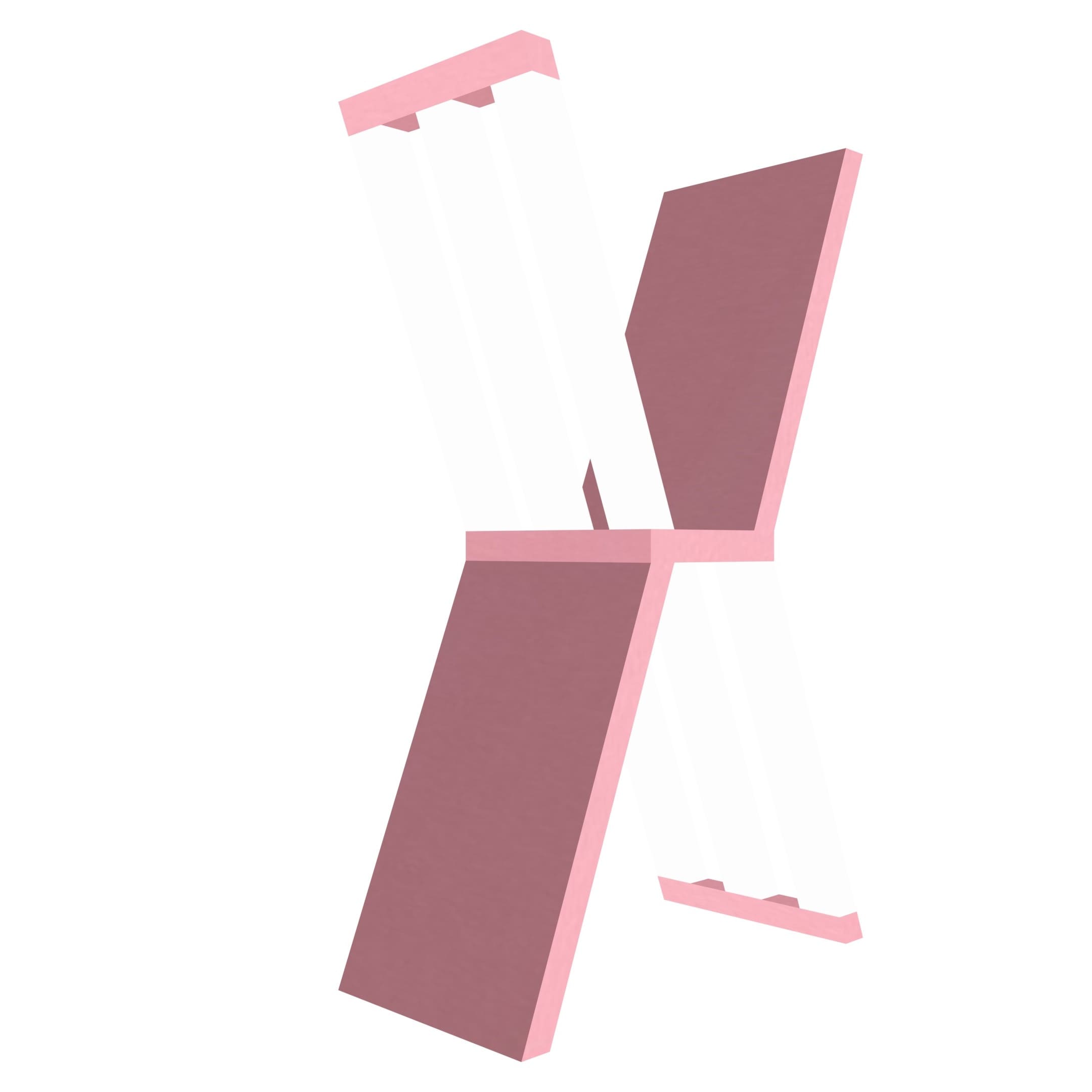 mensola a forma di lettera X colore rosa e bianco