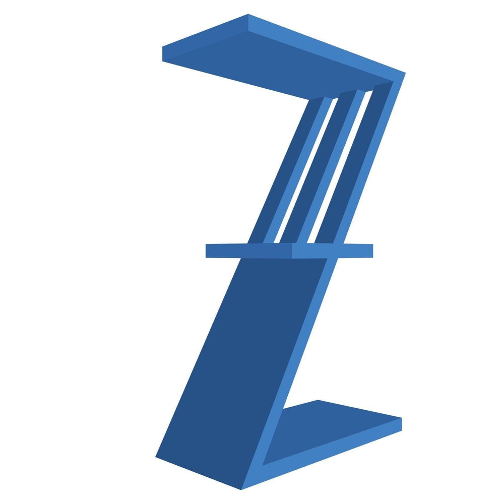 mensola in legno a forma di lettera Z colore blu