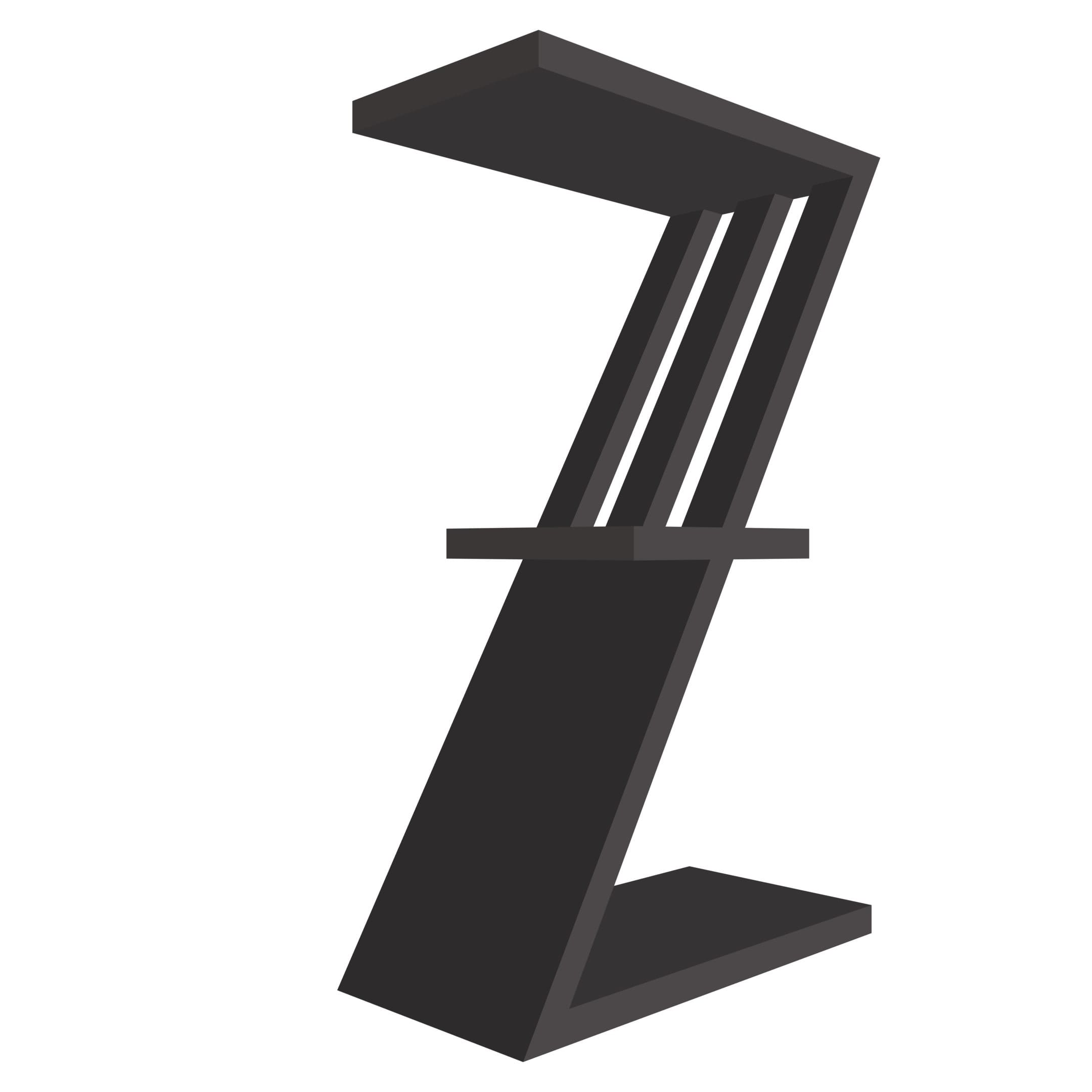 mensola in legno a forma di lettera Z colore grafite