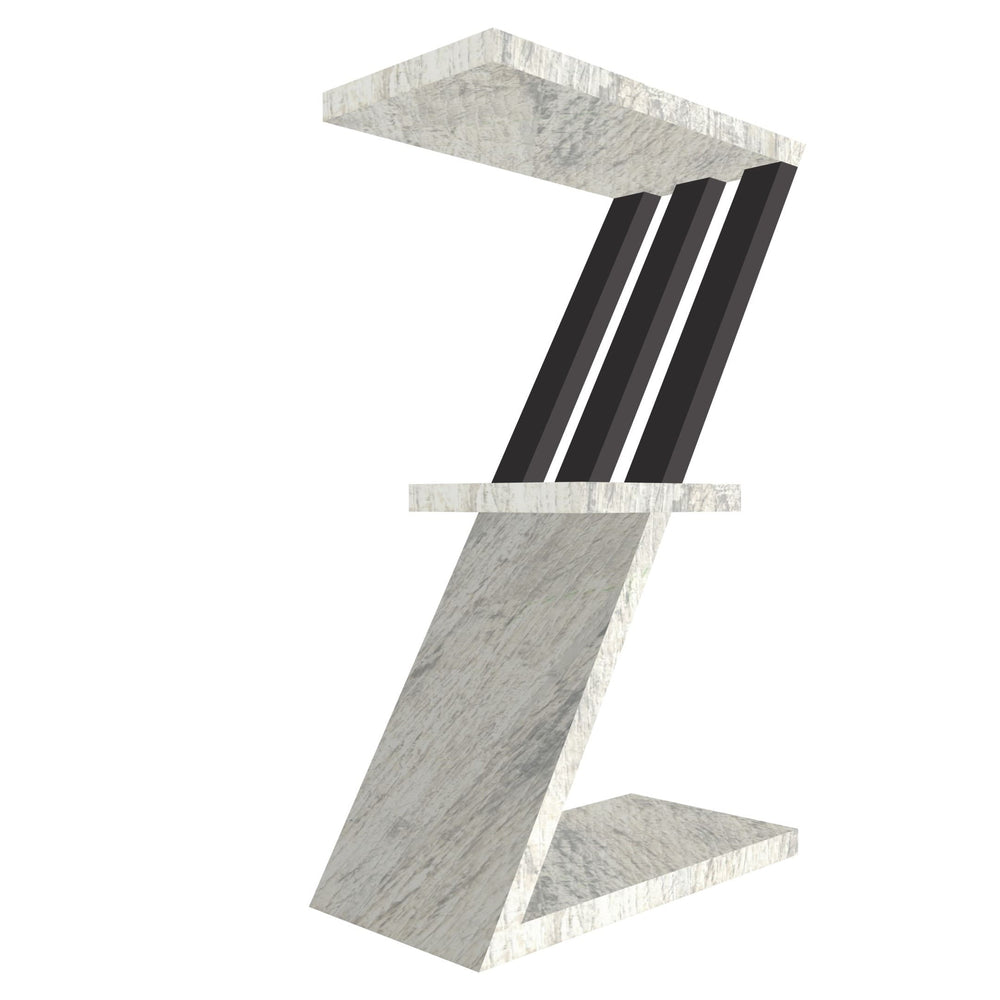 mensola in legno a forma di lettera Z colore legno chiaro e grafite