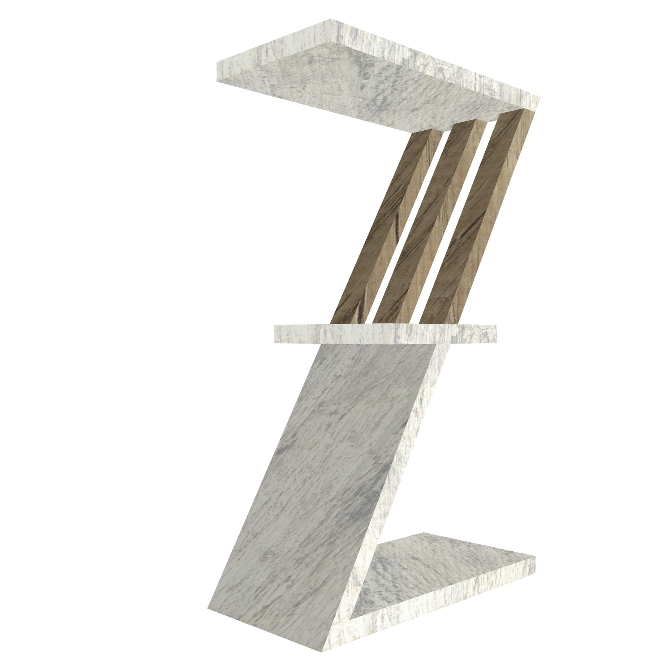 mensola in legno a forma di lettera Z colore legno chiaro e rovere