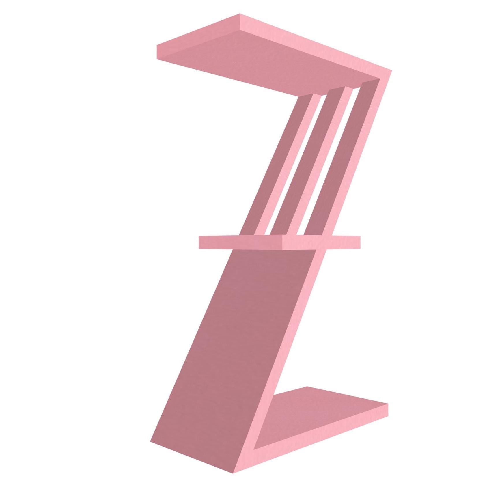 mensola in legno a forma di lettera Z colore rosa
