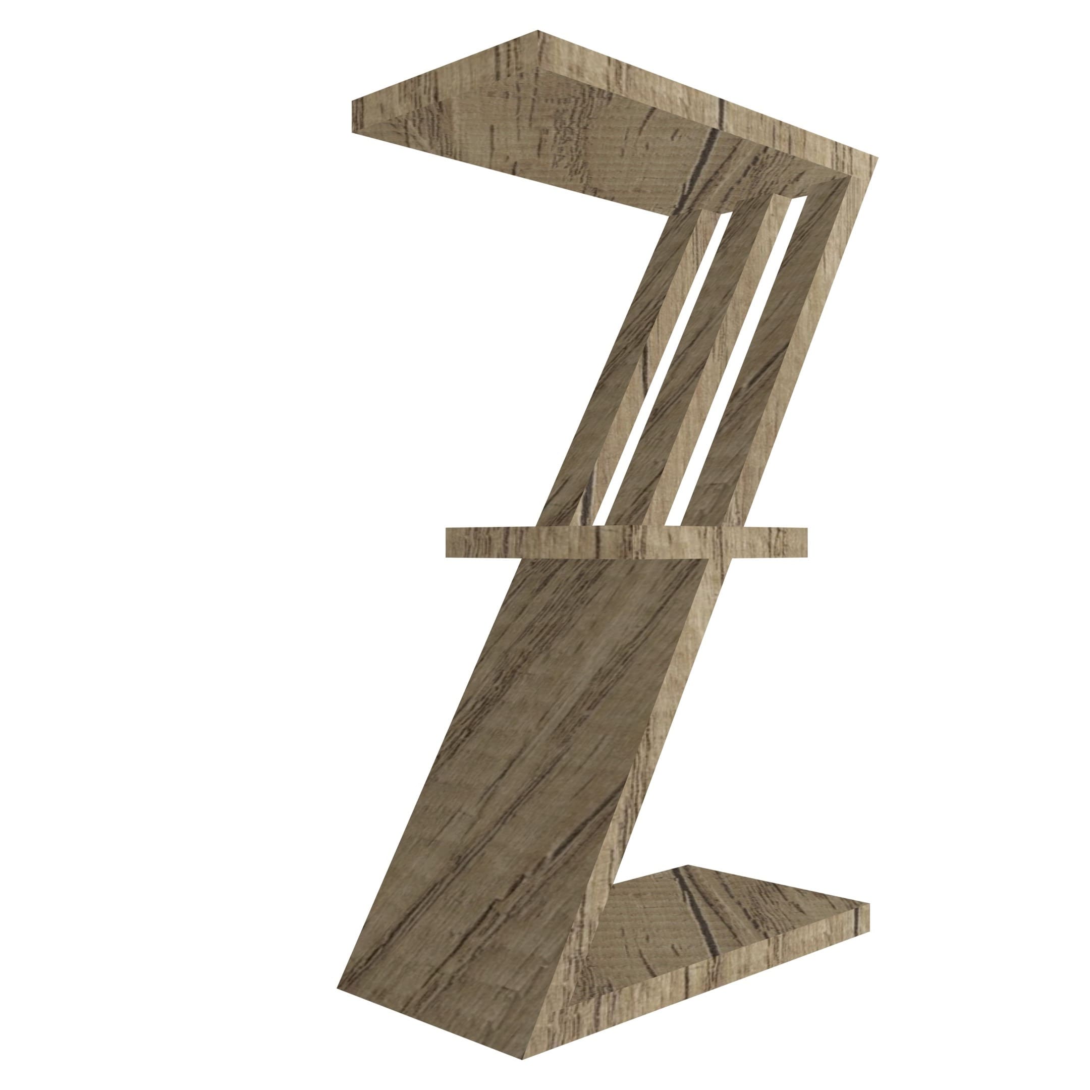 mensola in legno a forma di lettera Z colore rovere