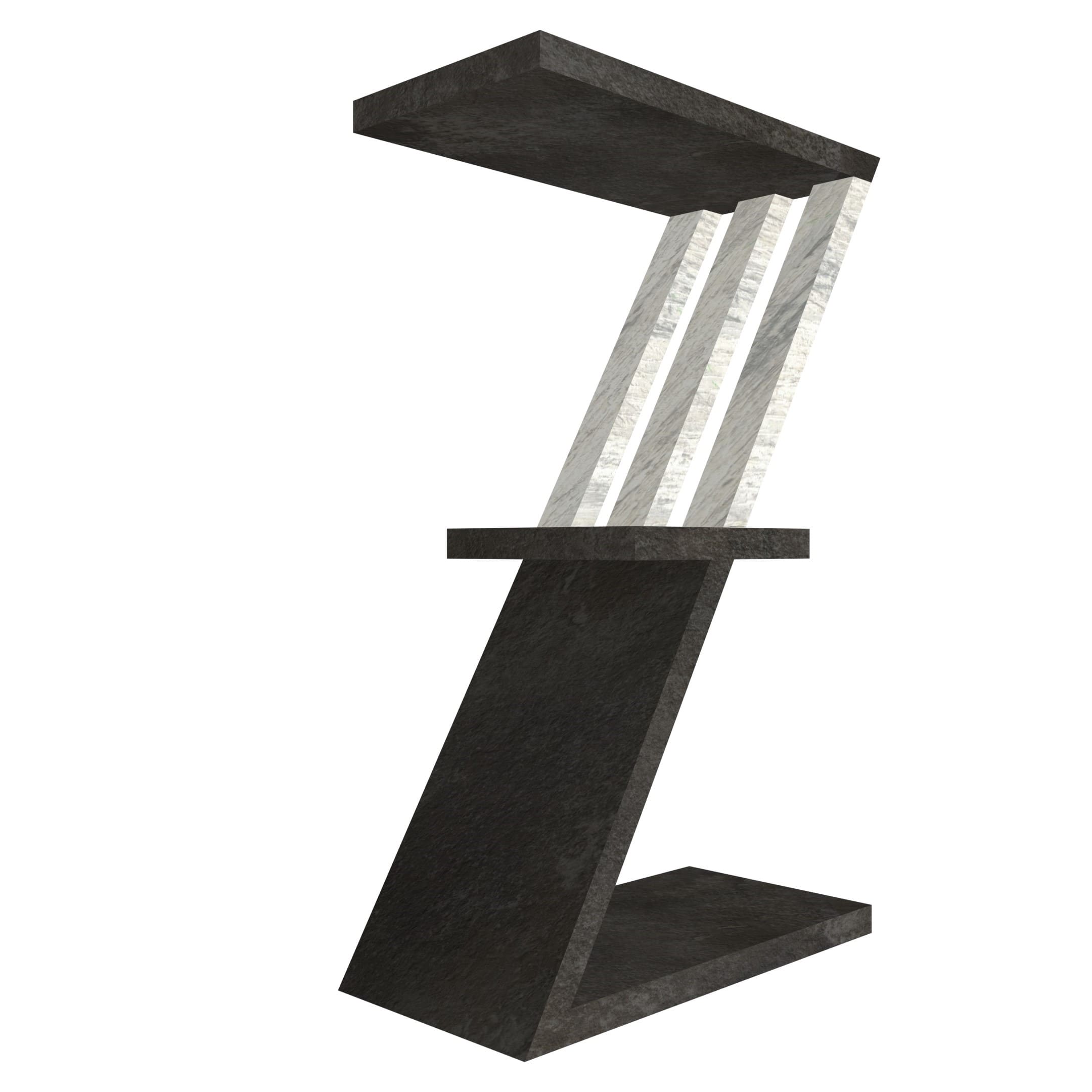 mensola in legno a forma di lettera Z colore vulcano e legno chiaro