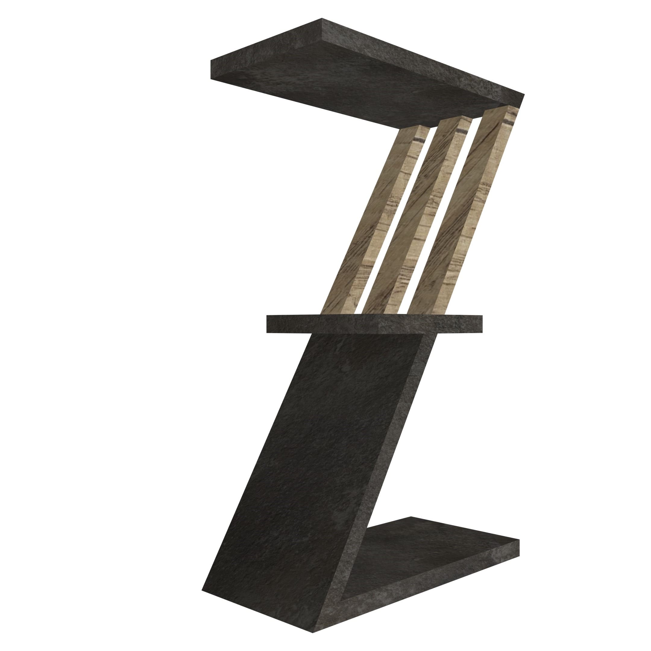 mensola in legno a forma di lettera Z colore vulcano e rovere