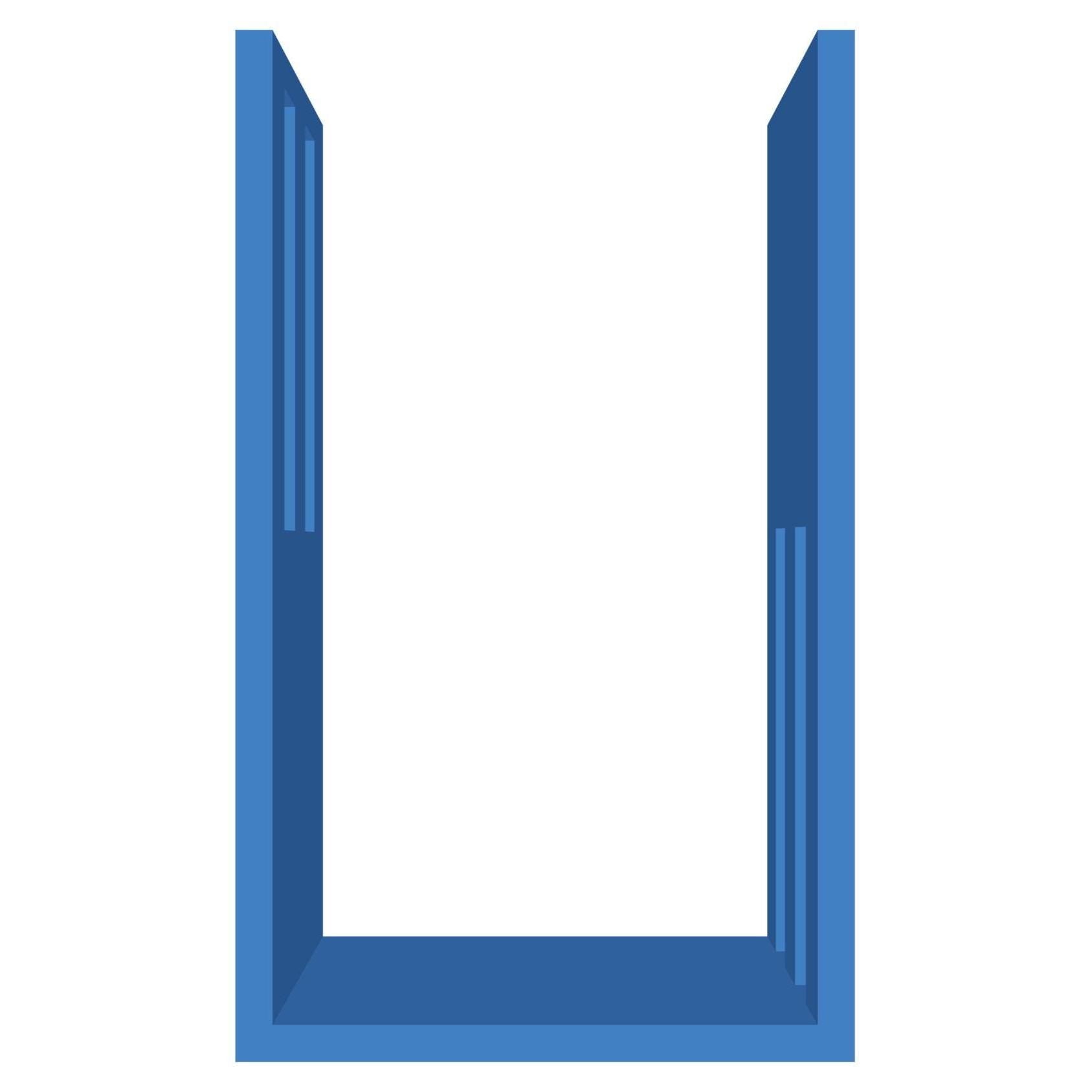 mensola in legno a forma di lettera U blu