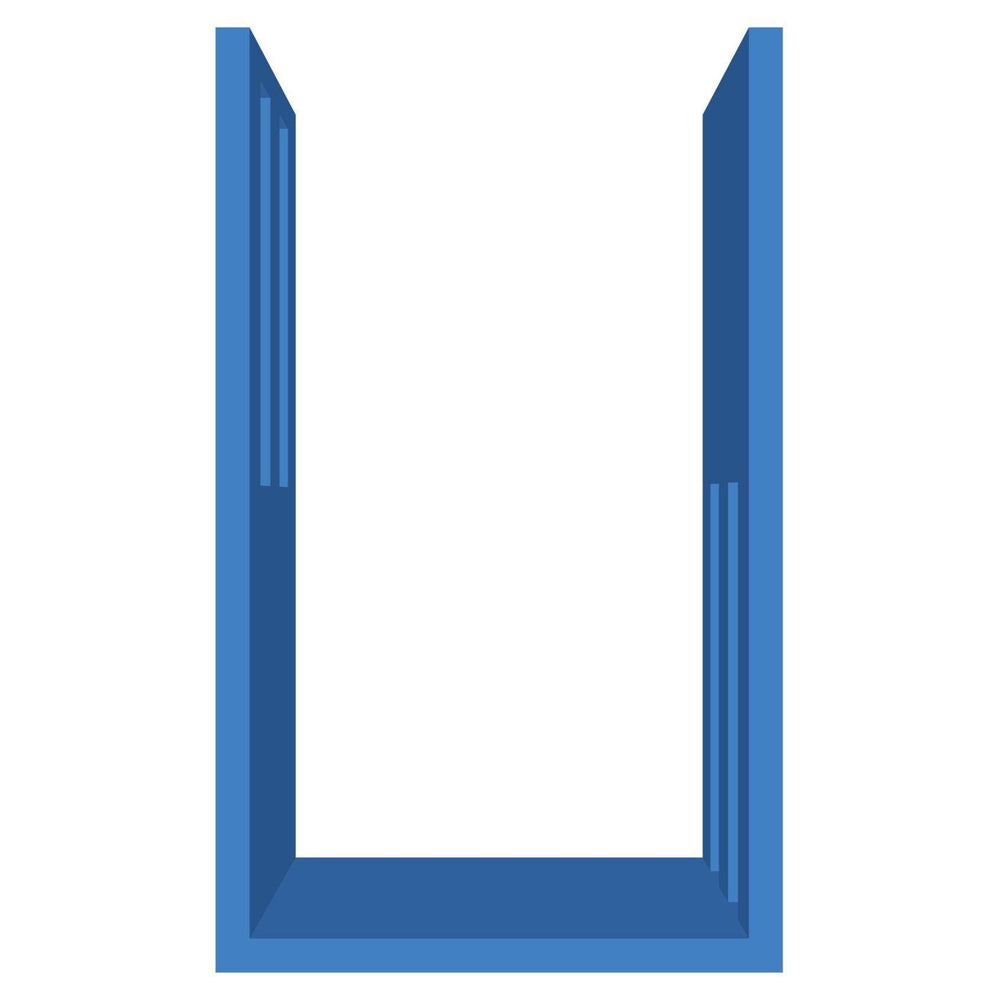 mensola in legno a forma di lettera U blu