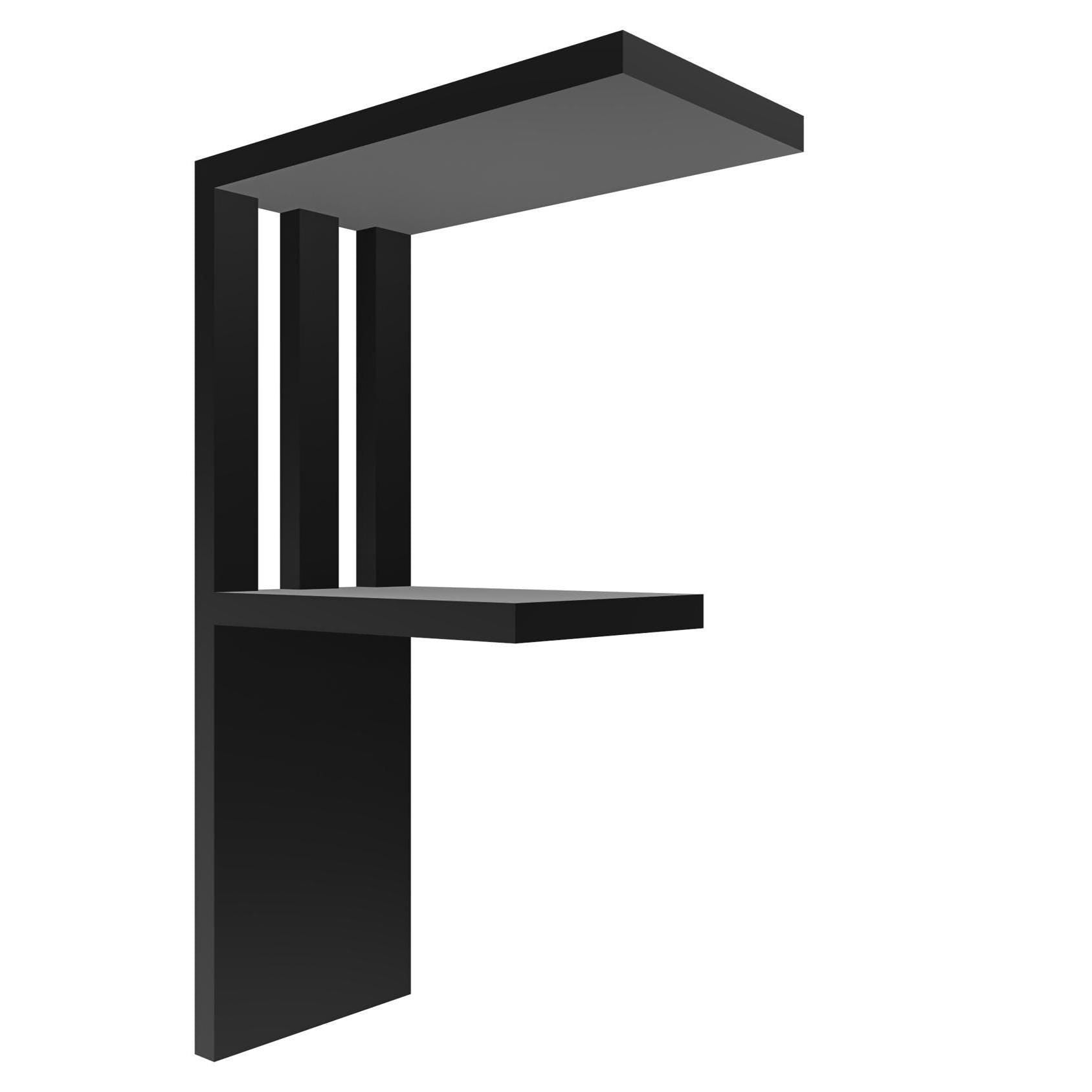 mensola in legno a forma di lettera F colore nero