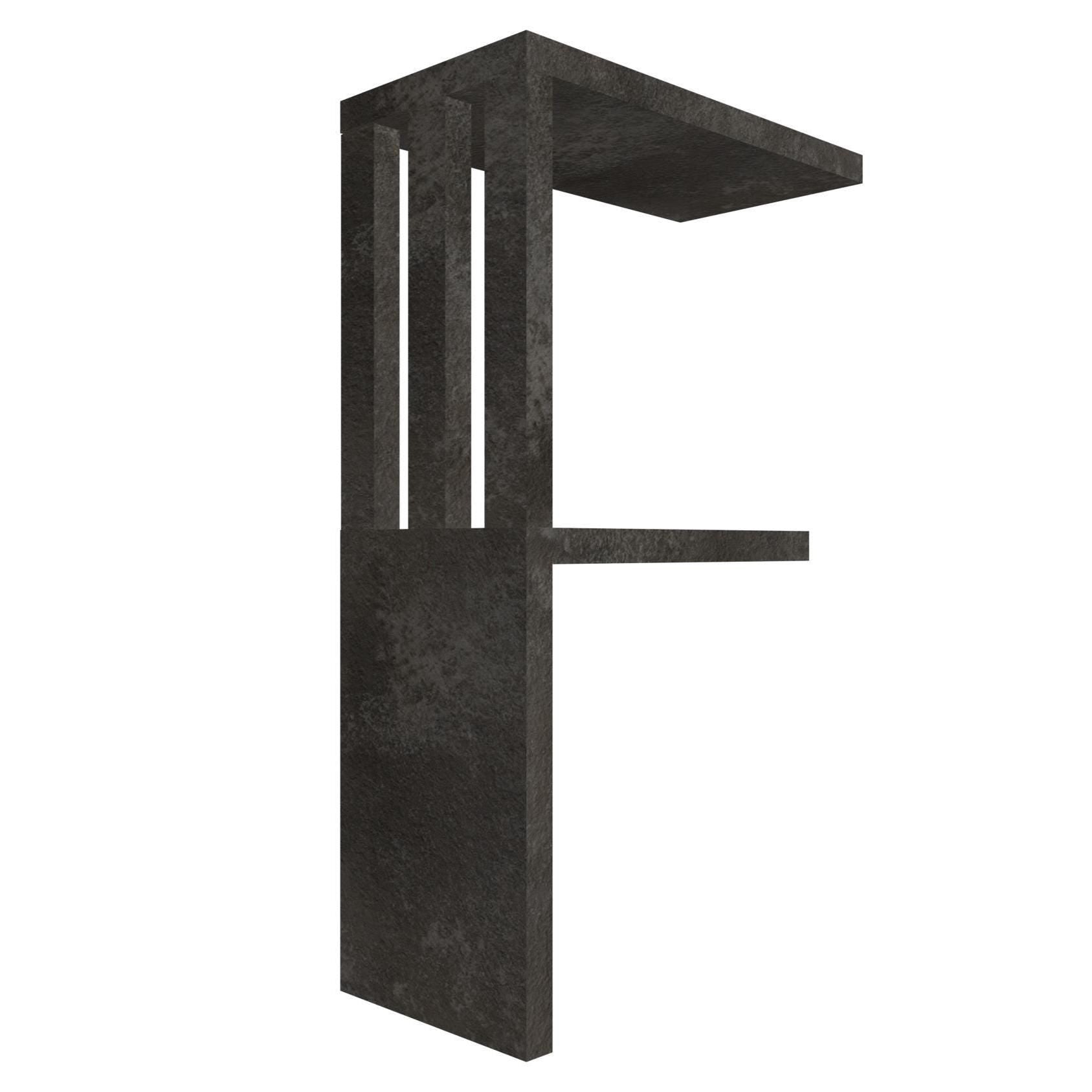 mensola in legno a forma di lettera F colore vulcano