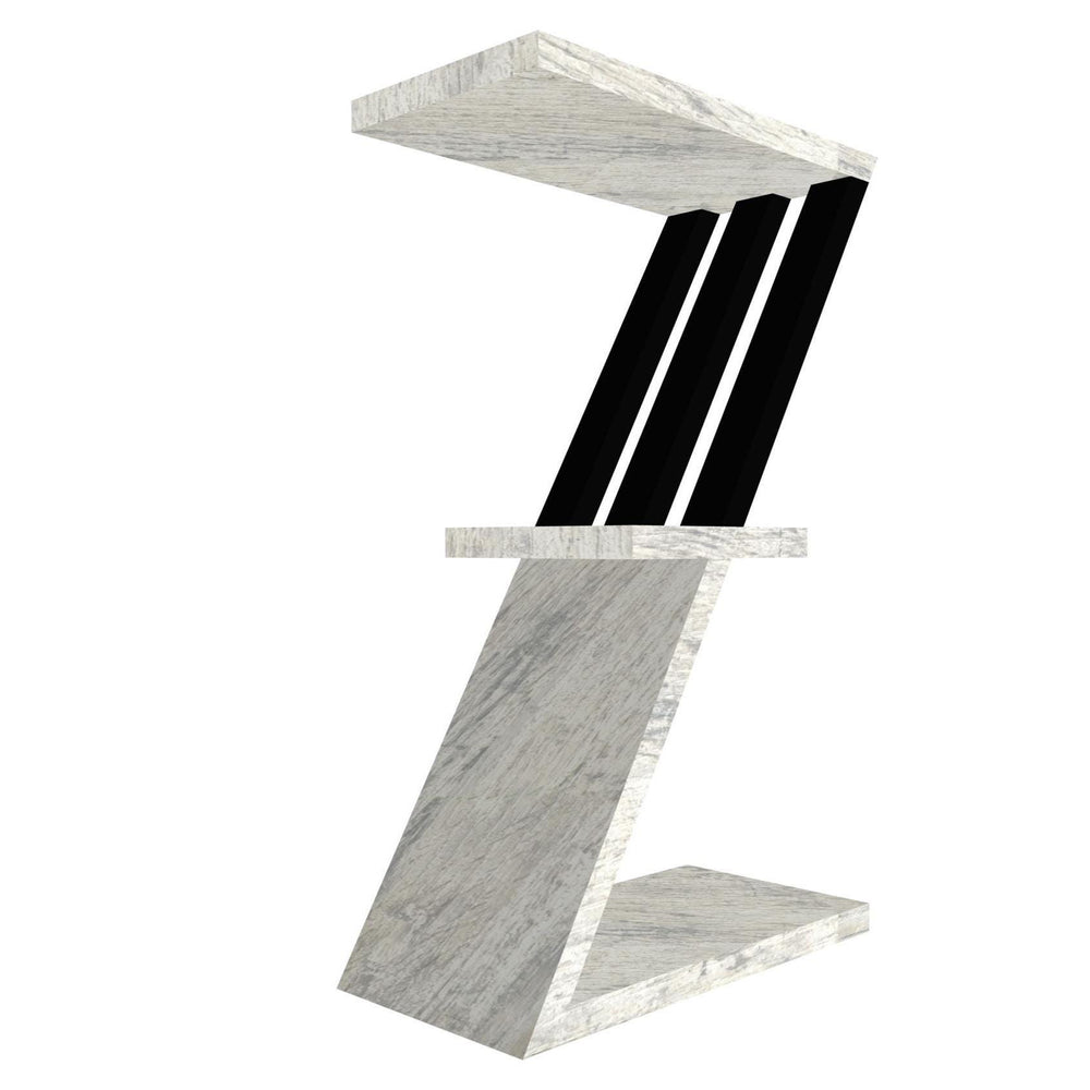 mensola in legno a forma di lettera Z colore legno chiaro e nero