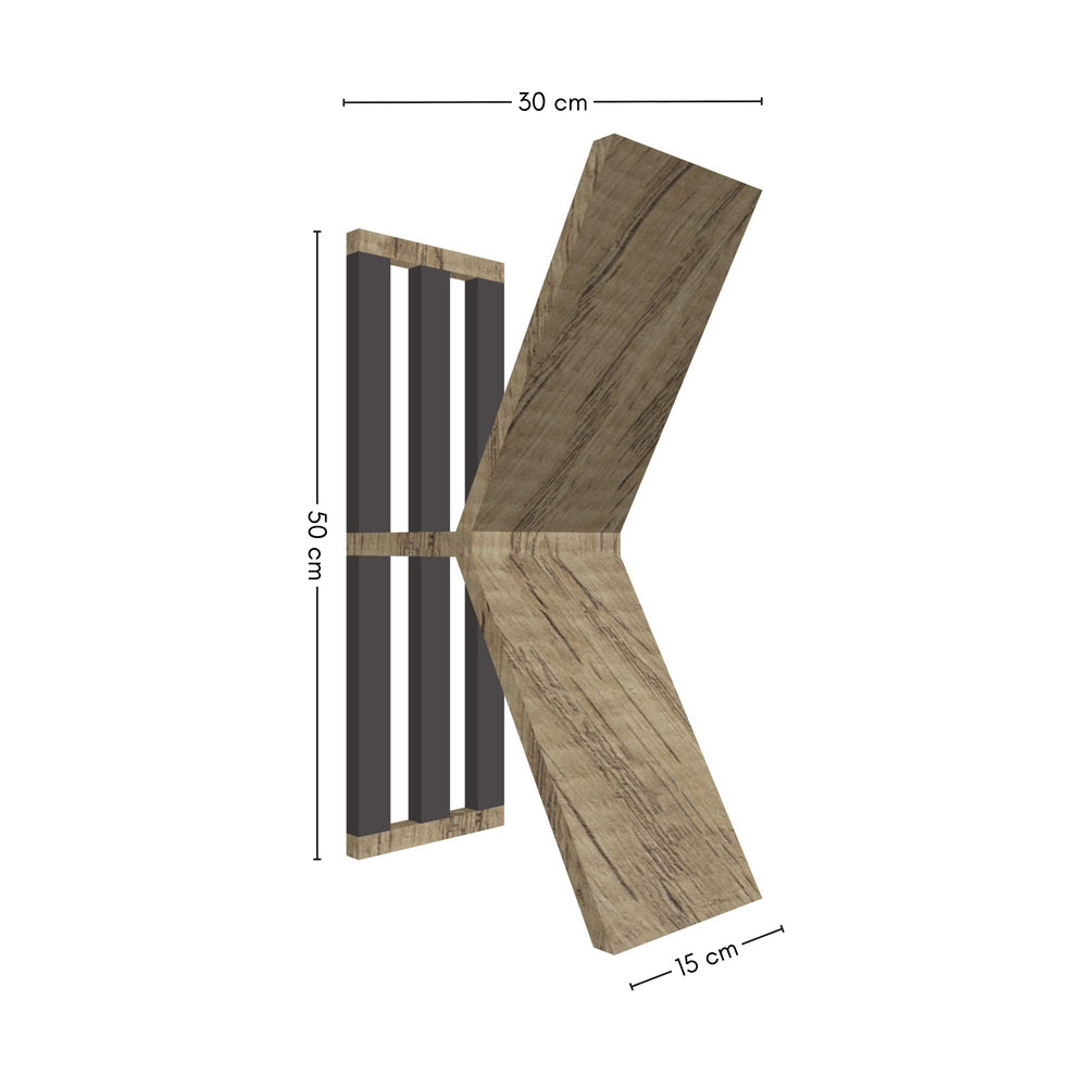 misure mensola K a mano arredi 50x30x15 cm