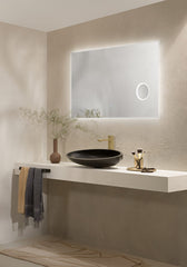 SPECCHIO 120X70CM RETROILLUMINATO LED CCT ARGENTO SENZA RAME 4MM STRUTTURA REVERSIBILE PVC PELLICOLA ANTIDEFLAGRANTE