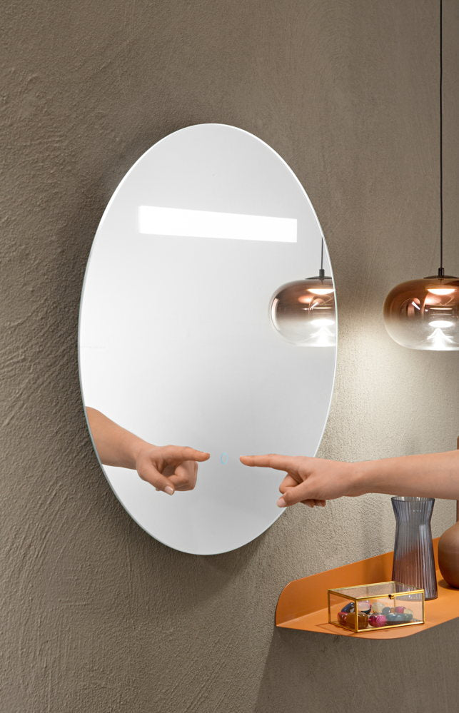 SPECCHIO 60X80CM RETROILLUMINATO LED CCT ARGENTO SENZA RAME 4MM STRUTTURA REVERSIBILE PVC PELLICOLA ANTIDEFLAGRANTE