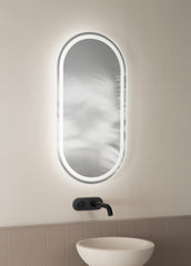 SPECCHIO DEMI 140X70CM RETROILLUMINATO LED CCT POSTERIORE ARGENTO SENZA RAME 4MM STRUTTURA PVC PELLICOLA ANTIDEFLAGRANTE