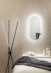SPECCHIO DEMI 140X70CM RETROILLUMINATO LED CCT POSTERIORE ARGENTO SENZA RAME 4MM STRUTTURA PVC PELLICOLA ANTIDEFLAGRANTE
