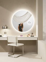 SPECCHIO TONDO DIAM.100CM RETROILLUMINATO LED CCT CON SPECCHIO INGRANDITORE 3X ARGENTO SENZA RAME 4MM STRUTTURA PVC PELLICOLA ANTIDEFLAGRANTE