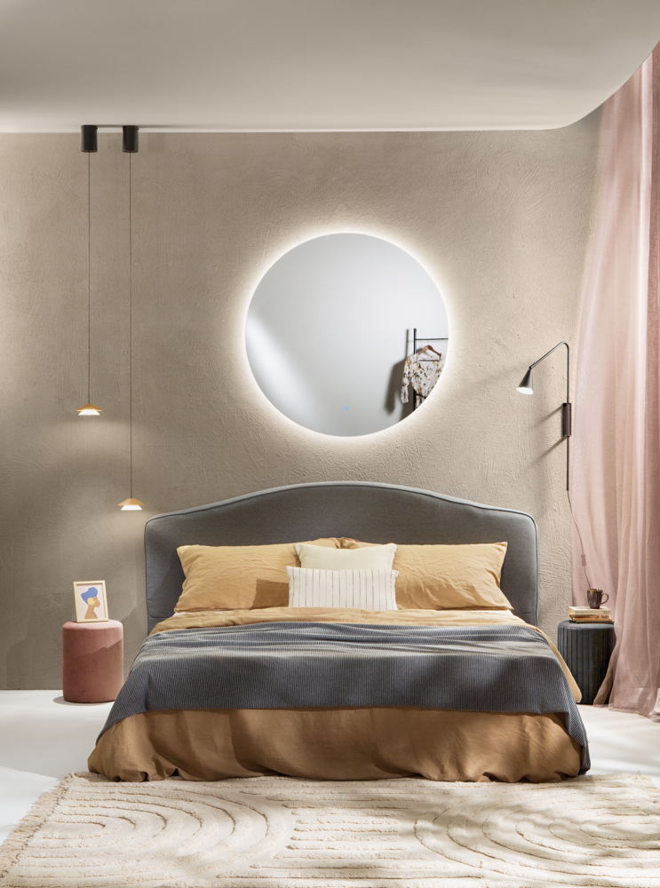 SPECCHIO TONDO DIAM.100CM RETROILLUMINATO LED CCT ARGENTO SENZA RAME 4MM STRUTTURA PVC PELLICOLA ANTIDEFLAGRANTE